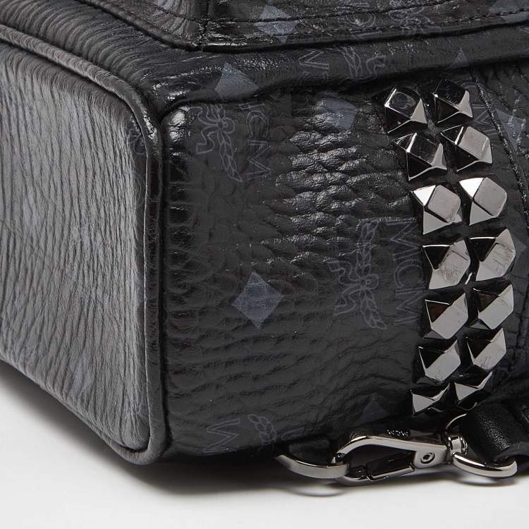 Pre Owned MCM Black Visetos Coated Canvas and Leather Mini Studded Stark-Bebe Boo Backpack