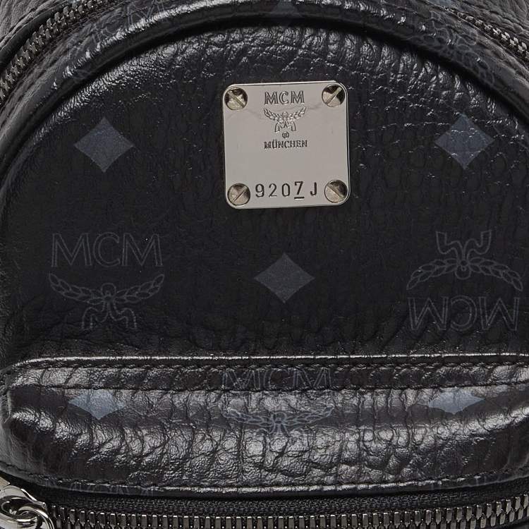 Pre Owned MCM Black Visetos Coated Canvas and Leather Mini Studded Stark-Bebe Boo Backpack