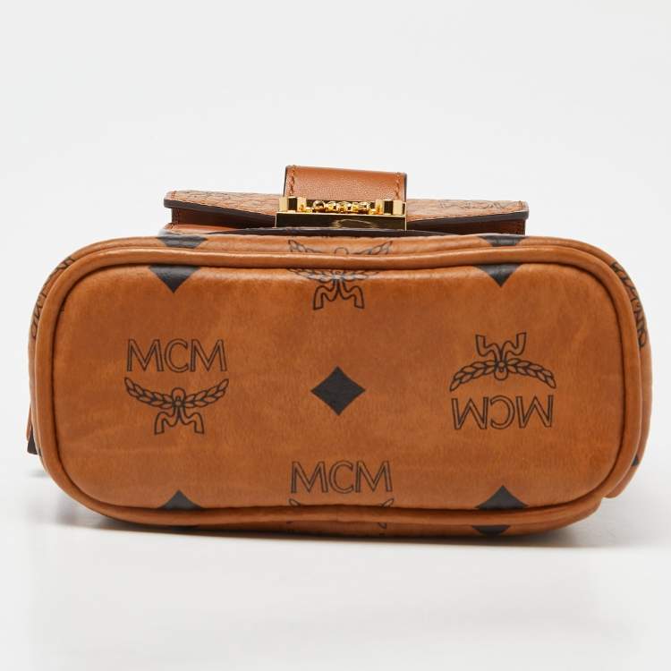 Pre Owned MCM Cognac Visetos Coated Canvas and Leather Mini Patricia Backpack