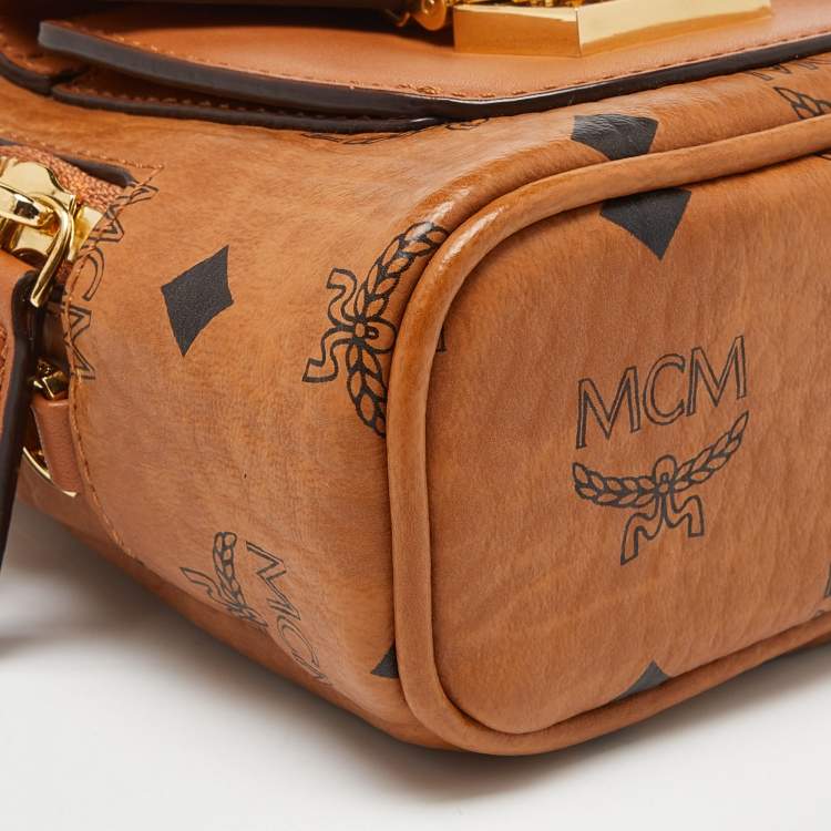 Pre Owned MCM Cognac Visetos Coated Canvas and Leather Mini Patricia Backpack