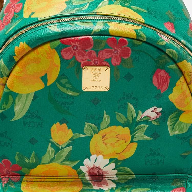 Pre Owned MCM Multicolor Floral Phenomenon Coated Canvas and Leather Large Backpack