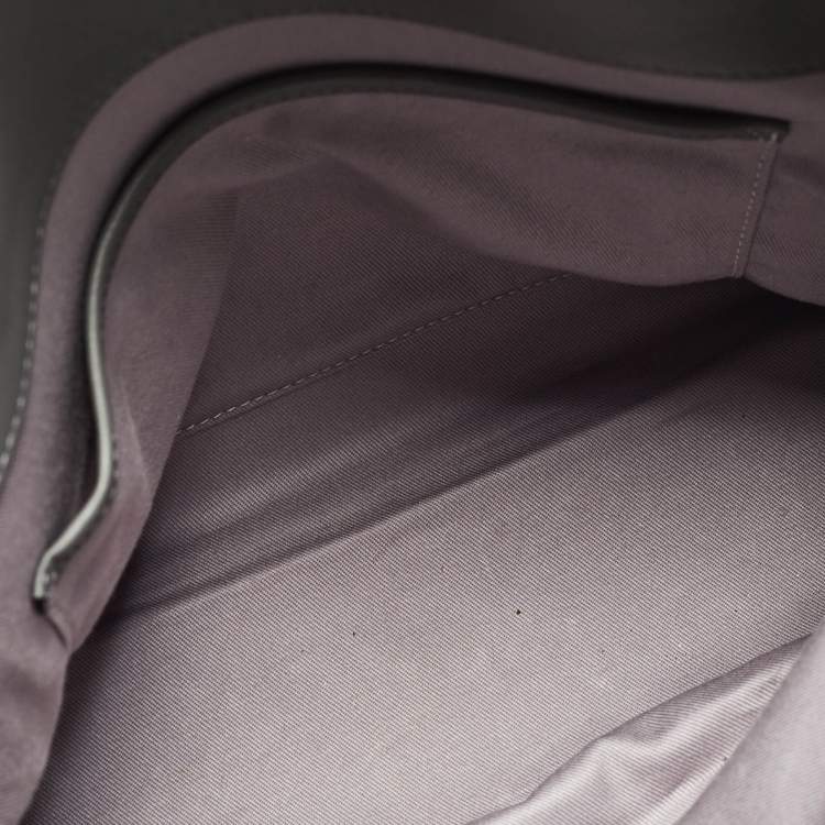 Pre Owned MCM Grey/Brown Monogram Embossed Leather Essential Tote