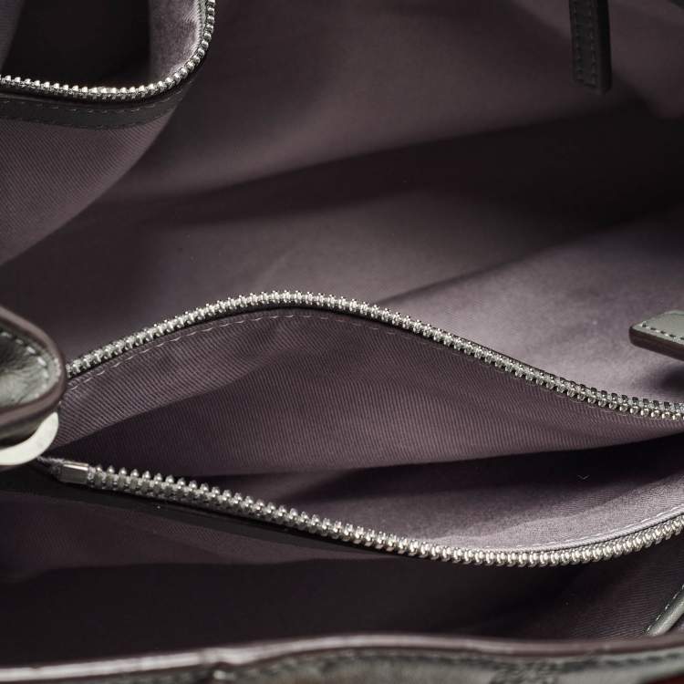 Pre Owned MCM Grey/Brown Monogram Embossed Leather Essential Tote