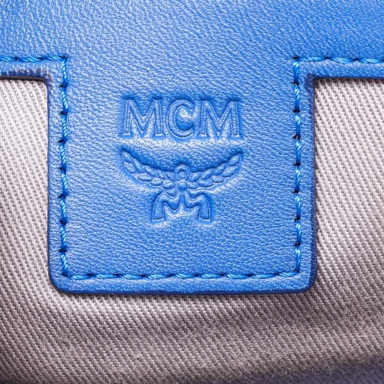 Pre Owned MCM Blue Visetos Coated Canvas and Leather Studs Stark Backpack