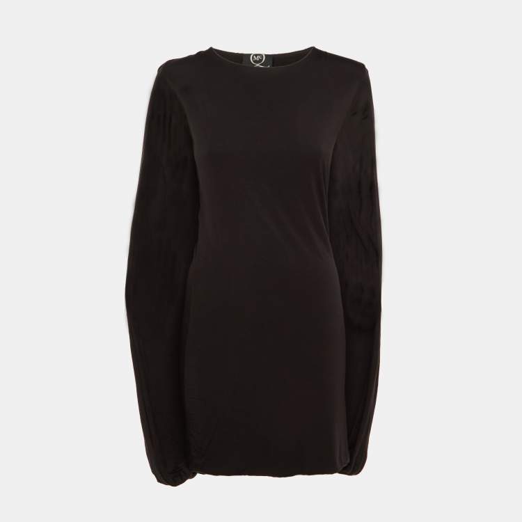 مملوكة مسبقًا McQ by Alexander McQueen Black Jersey Gathered Mini Dress M