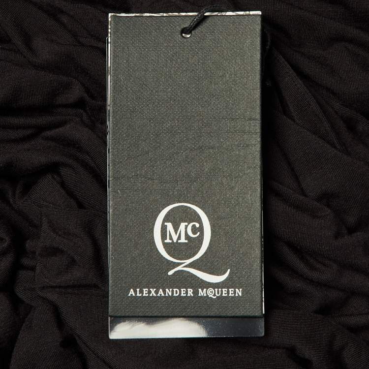 مملوكة مسبقًا McQ by Alexander McQueen Black Jersey Gathered Mini Dress M