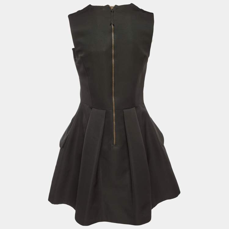 Pre Owned McQ by Alexander McQueen Black Cotton Blend Pleated Sleeveless Dress M