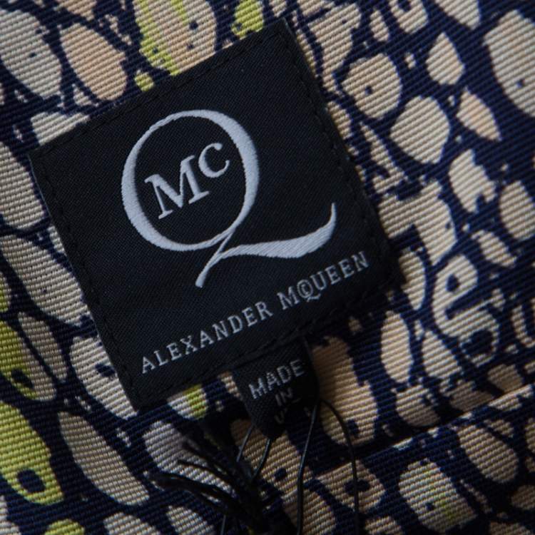 Pre Owned McQ by Alexander McQueen Croc Print Layered Crop Top S
