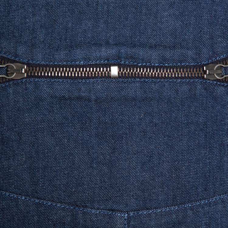Pre Owned McQ by Alexander McQueen Indigo Denim Zip Detail A Line Mini Skirt S