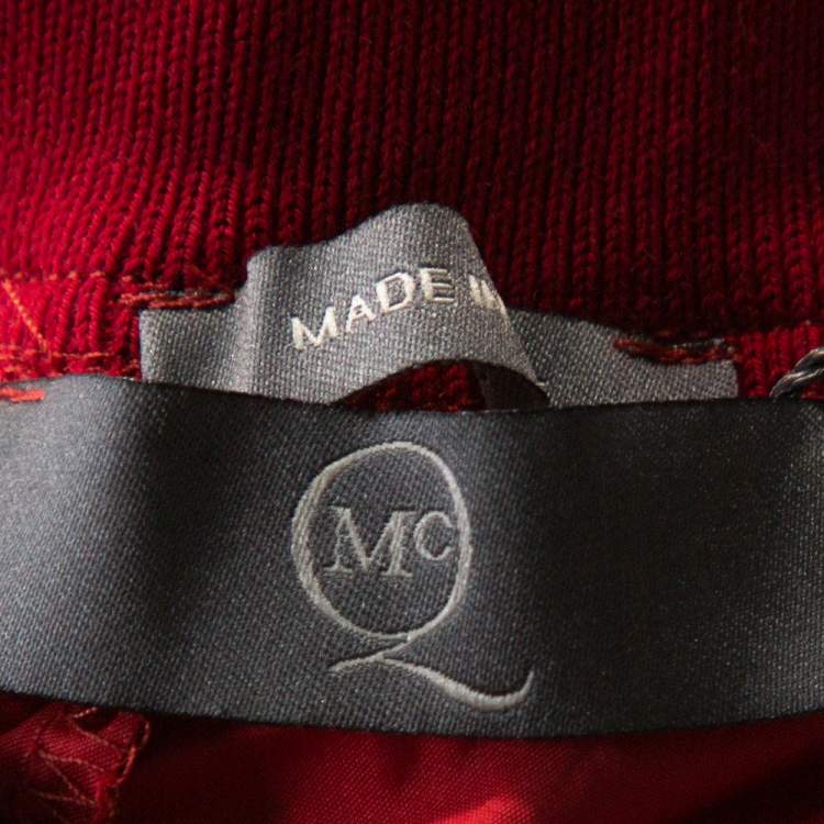 Pre Owned McQ by Alexander McQueen Red Synthetic & Rib Trim Joggers S 