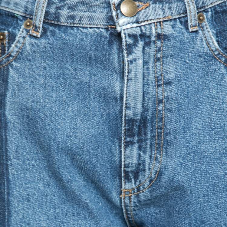 Pre Owned McQ by Alexander McQueen Blue Denim Vintage Paneled High Waist Jeans M Waist 29