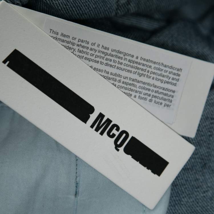 Pre Owned McQ by Alexander McQueen Blue Denim Vintage Paneled High Waist Jeans M Waist 29