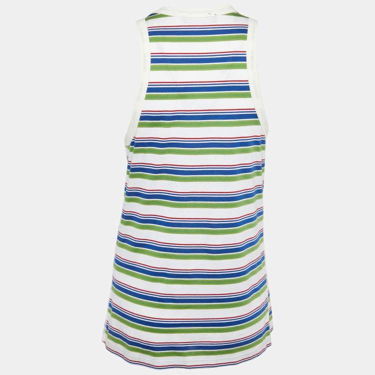 Pre Owned McQ by Alexander McQueen Multicolor Striped & Embroidered Tank Top M