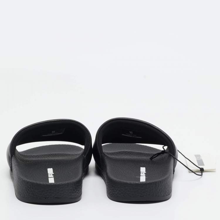 Pre Owned McQ by Alexander McQueen Black Faux Leather Logo Slides Size 40