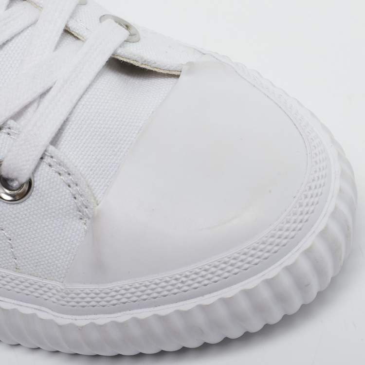 Pre Owned McQ by Alexander McQueen White/Black Canvas Shallow Swarm Sneakers Size 37