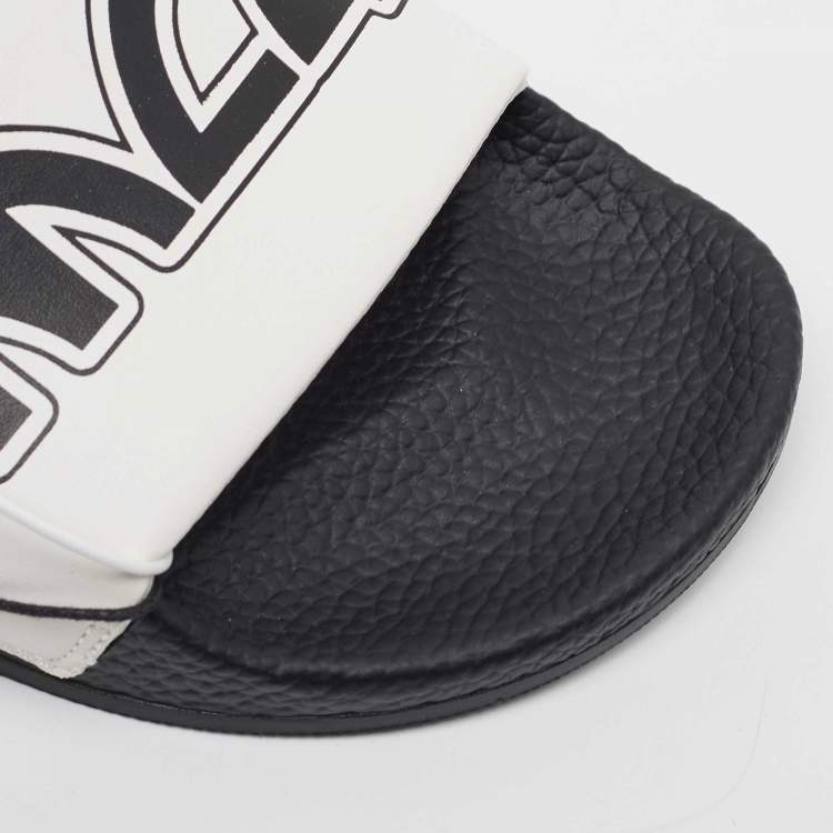 Pre Owned McQ by Alexander McQueen White Faux Leather Logo Pool Slides Size 40