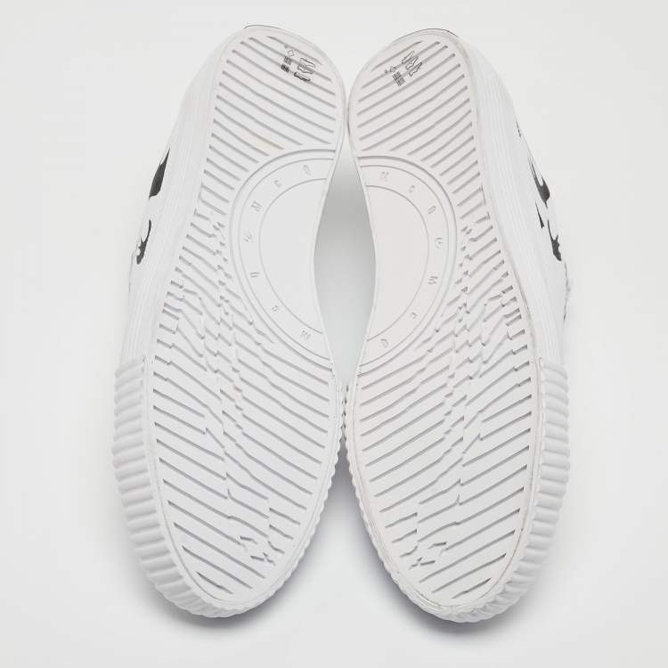 Pre Owned McQ by Alexander McQueen White/Black Canvas Shallow Swarm Sneakers Size 40
