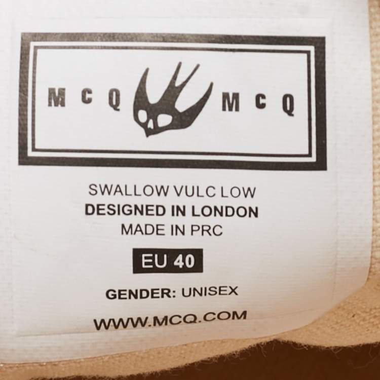 Pre Owned McQ by Alexander McQueen White/Black Canvas Shallow Swarm Sneakers Size 40