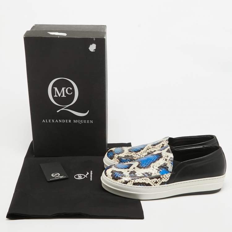 Pre Owned McQ by Alexander McQueen Tricolor Python Leather Slip On Sneakers Size 41