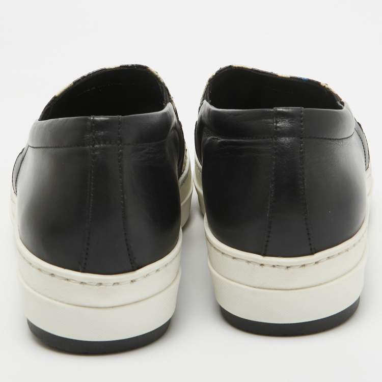 Pre Owned McQ by Alexander McQueen Tricolor Python Leather Slip On Sneakers Size 41