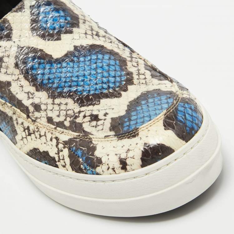 Pre Owned McQ by Alexander McQueen Tricolor Python Leather Slip On Sneakers Size 41