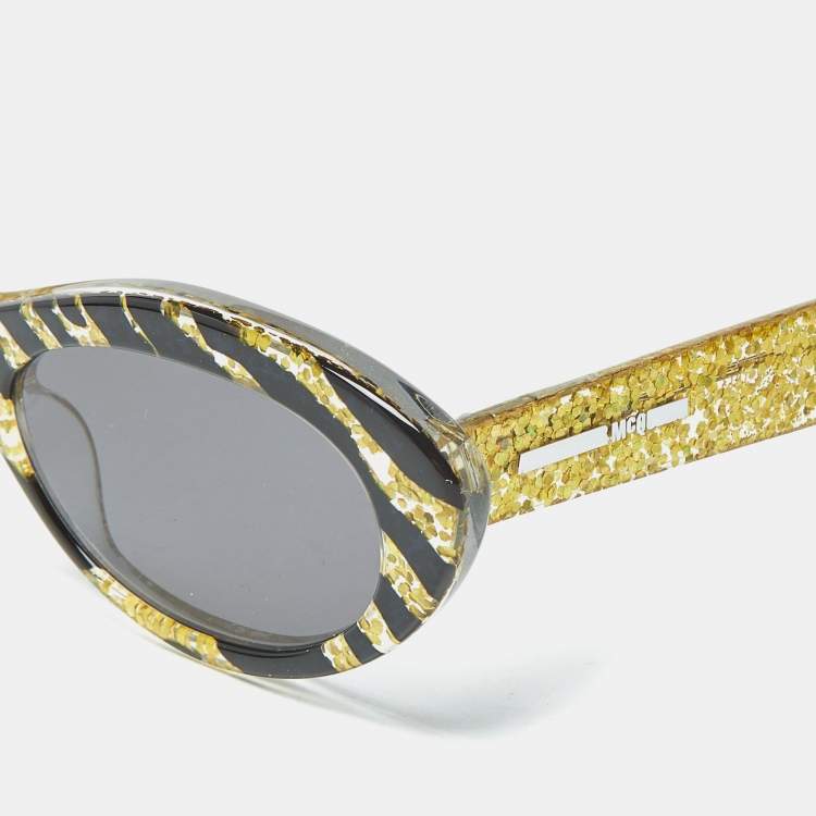 Pre Owned McQ by Alexander McQueen Yellow/Black MQ0190S Frame Cat Eye Sunglasses