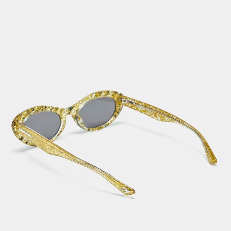 Pre Owned McQ by Alexander McQueen Yellow/Black MQ0190S Frame Cat Eye Sunglasses