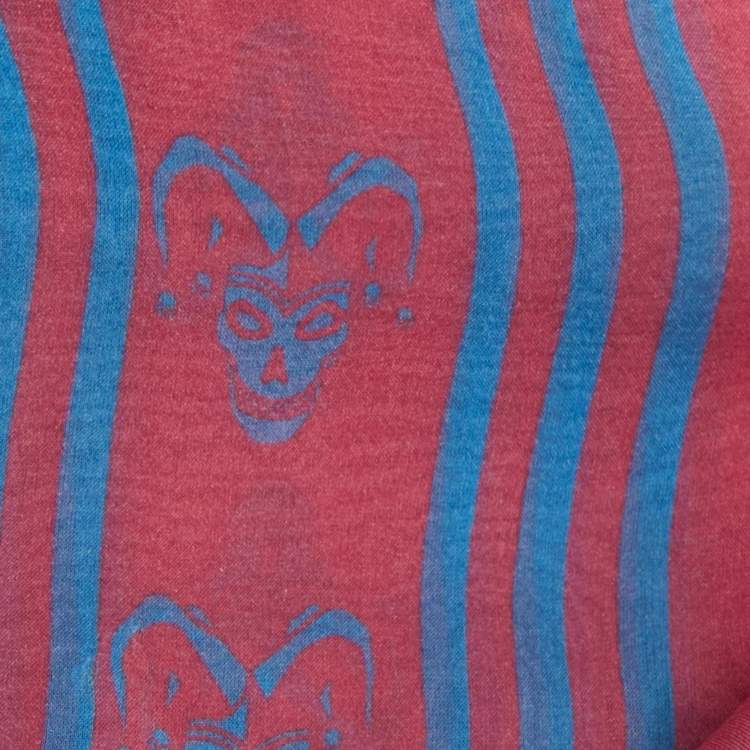 Pre Owned McQ by Alexander McQueen Coral Pink Skull Print Silk Scarf