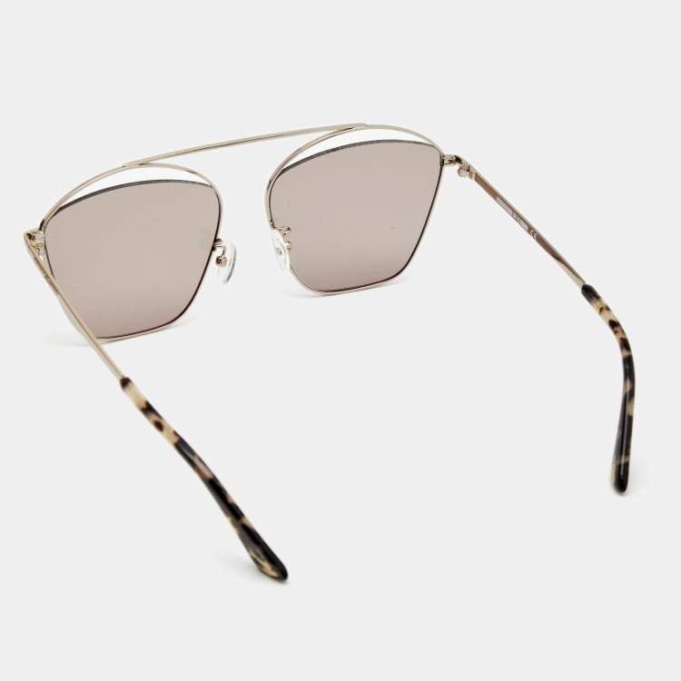 Pre Owned McQ by Alexander McQueen Pale Gold Tone/ Gold Mirrored MQ0177SA Square Sunglasses