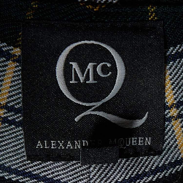 Pre Owned McQ by Alexander McQueen Green Tartan Wool Pleated Trousers S