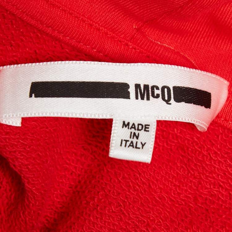 Pre Owned McQ by Alexander McQueen Red Patchwork Oversize Hoodie Jacket M