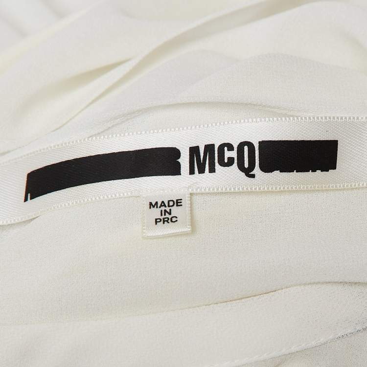 Pre Owned McQ by Alexander McQueen White Rose Print Chiffon Midi Dress S
