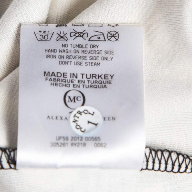 Pre Owned McQ by Alexander McQueen Black Printed Jersey Bodycon Dress L