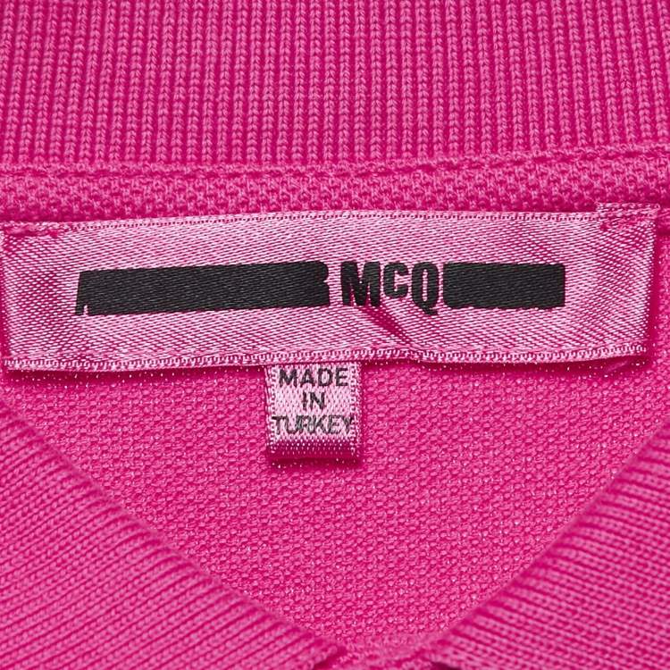 Pre Owned McQ by Alexander McQueen Pink Cotton Pique Polo T-Shirt L