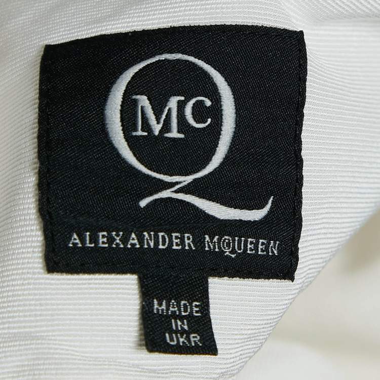 Pre Owned McQ by Alexander McQueen White Faille Cotton Blend Layered Crop Top M