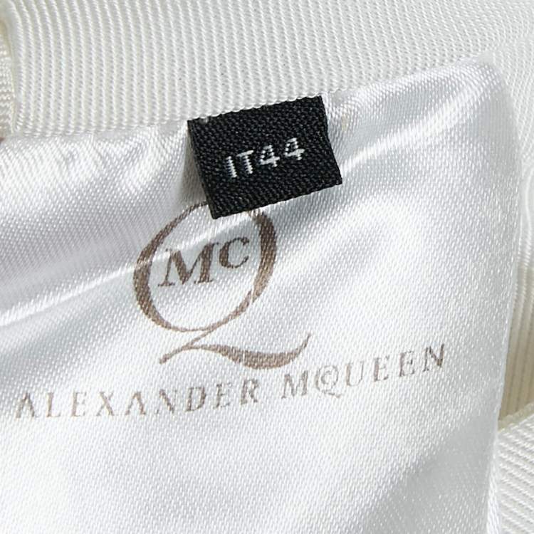 Pre Owned McQ by Alexander McQueen White Faille Cotton Blend Layered Crop Top M