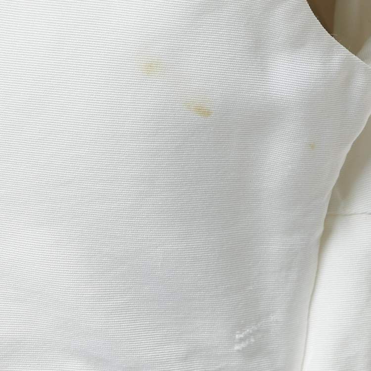 Pre Owned McQ by Alexander McQueen White Faille Cotton Blend Layered Crop Top M