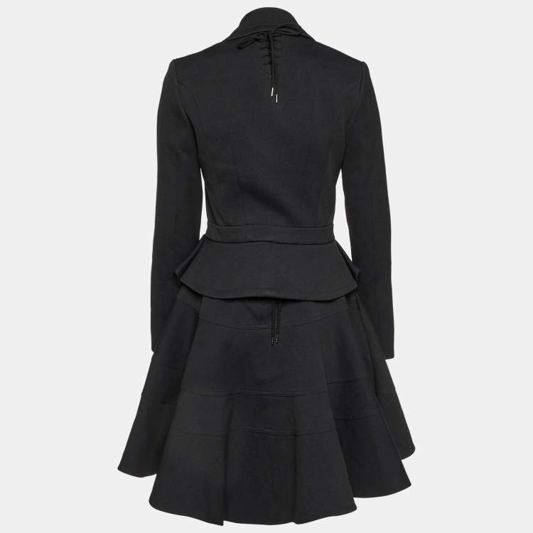 Pre Owned McQ by Alexander McQueen Ribbed Wool Blend Blazer & Skirt Set S