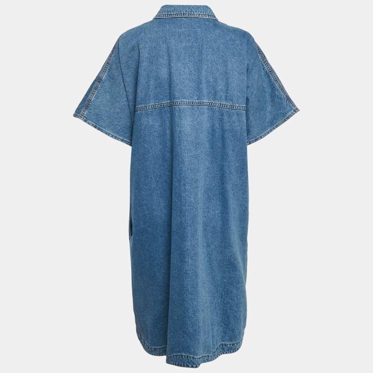 Pre Owned McQ by Alexander McQueen Blue Washed Denim Shirt Dress L