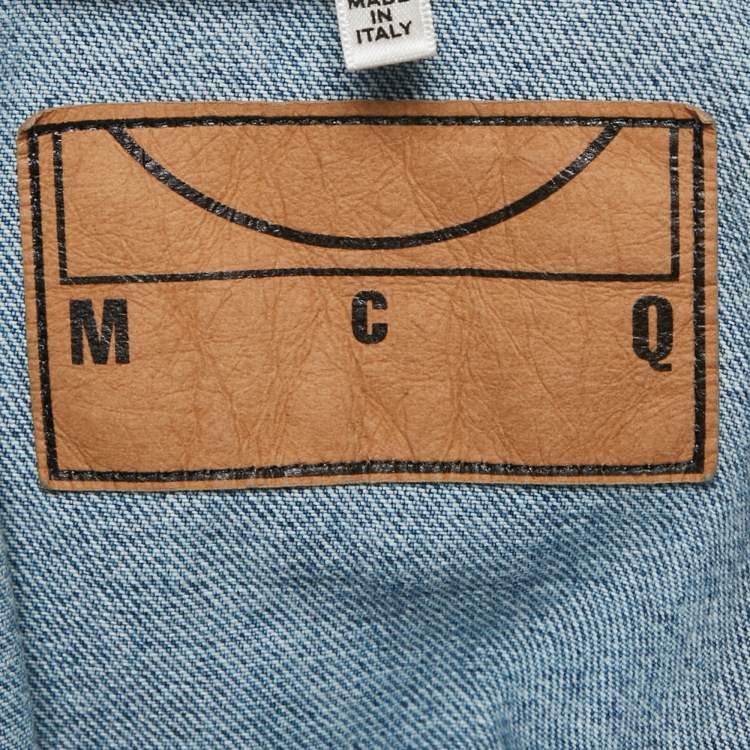 Pre Owned McQ by Alexander McQueen Blue Washed Denim Shirt Dress L