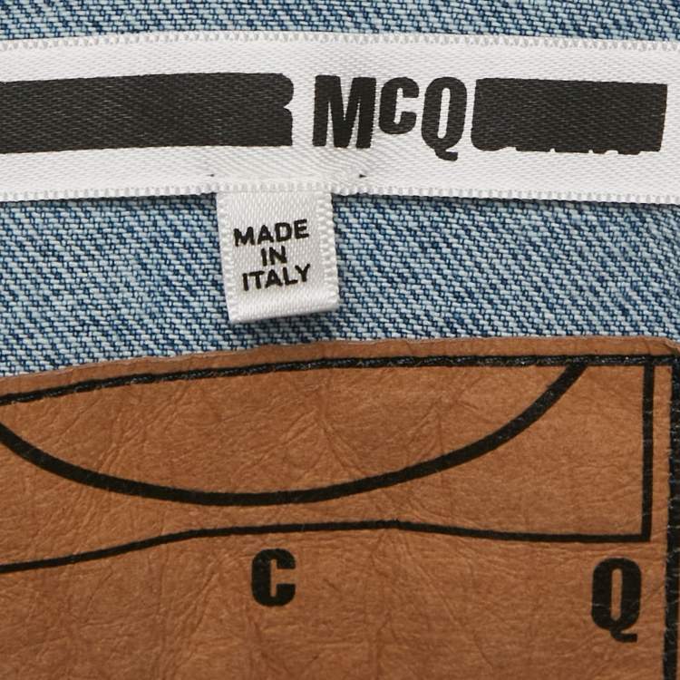 Pre Owned McQ by Alexander McQueen Blue Washed Denim Shirt Dress L