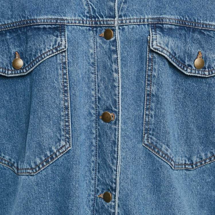 Pre Owned McQ by Alexander McQueen Blue Washed Denim Shirt Dress L