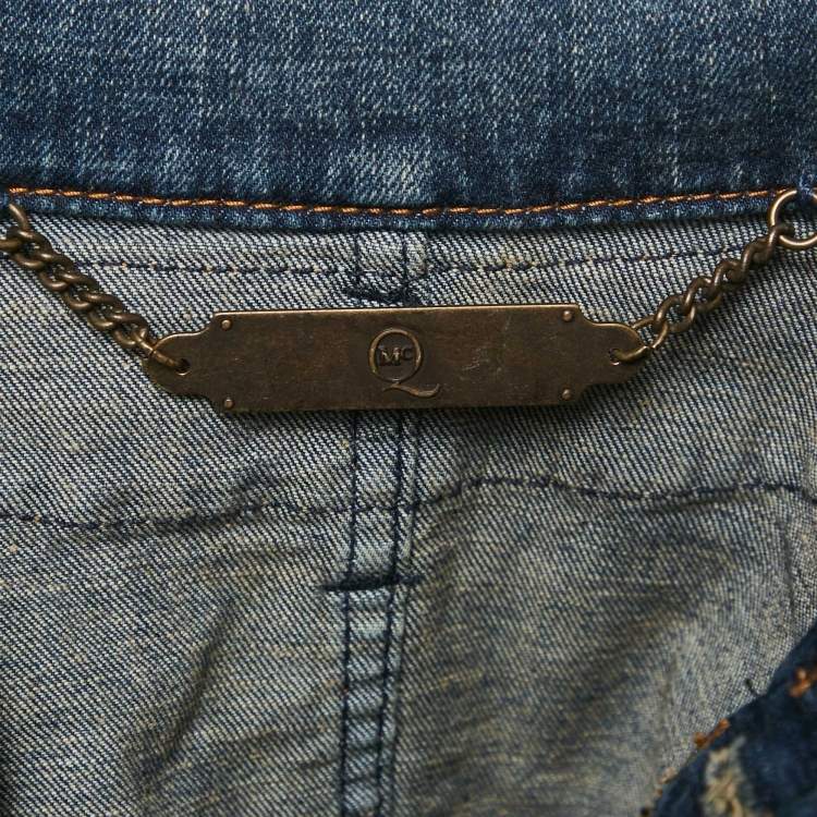 Pre Owned McQ by Alexander McQueen Blue Faded Denim Button Front Jacket L