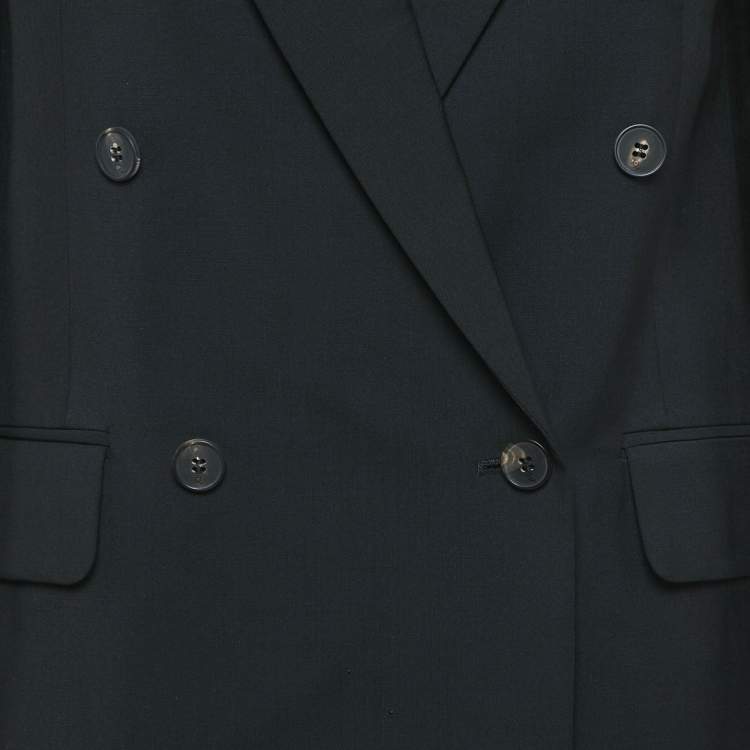 Pre Owned McQ by Alexander McQueen Black Eyelet Collar Wool Blend Double Breasted Blazer S