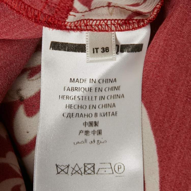 Pre Owned McQ by Alexander McQueen Printed Red V-Neck Mini Dress XS
