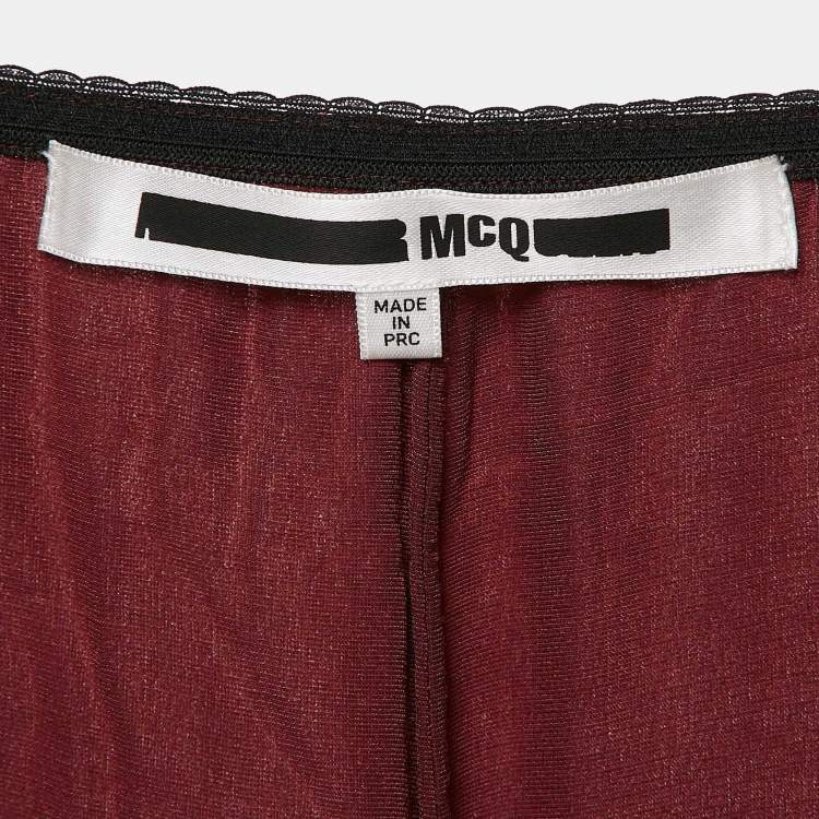 Pre Owned McQ by Alexander McQueen Burgundy Velvet Maxi Skirt M