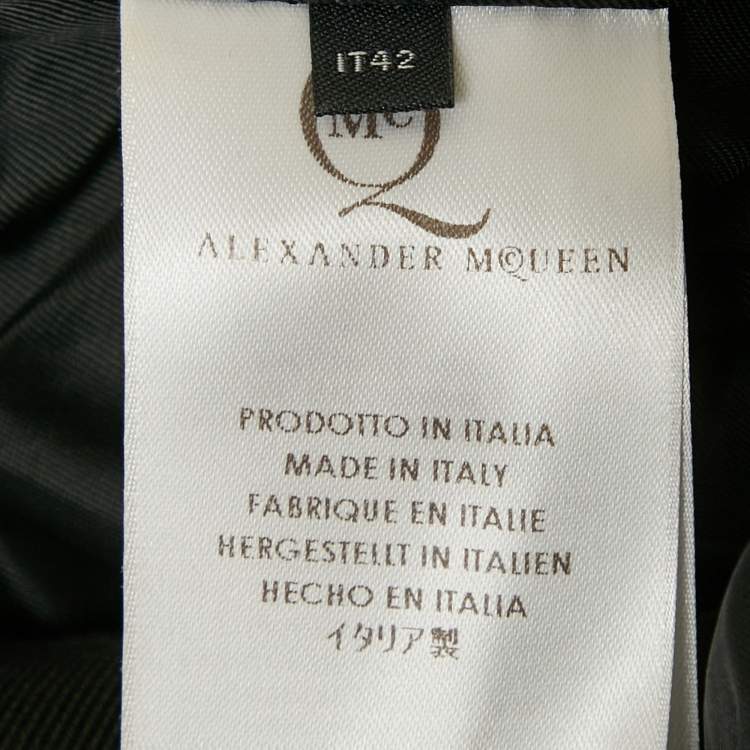 Pre Owned McQ by Alexander McQueen Navy Blue Zipper Print Cotton Blend Mini Dress M