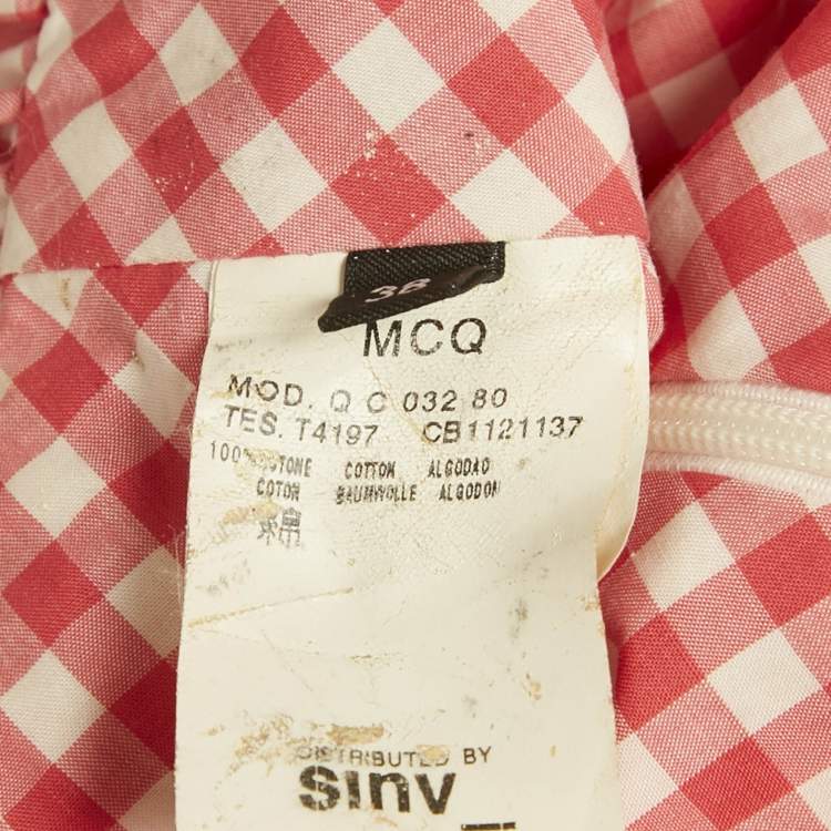 Pre Owned McQ by Alexander McQueen Pink Gingham Print  Suspender Strap Top S