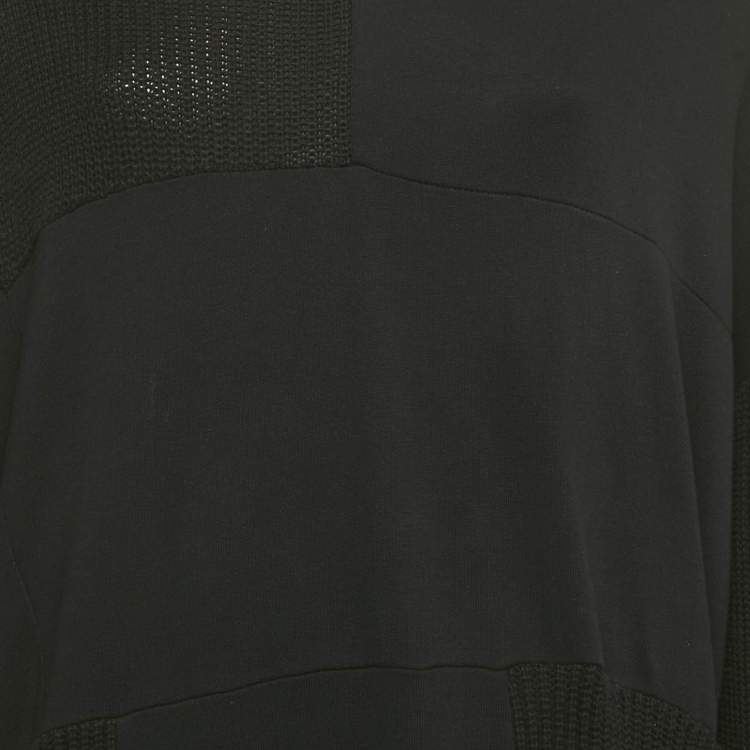 Pre Owned McQ by Alexander McQueen Black Rib Knit Patch Work Lace-Up Mini Dress S