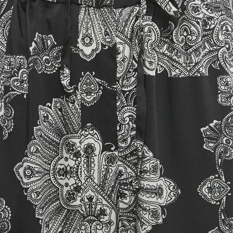 Pre Owned McQ By Alexander McQueen Black Printed Crepe Palazzo Pants S   